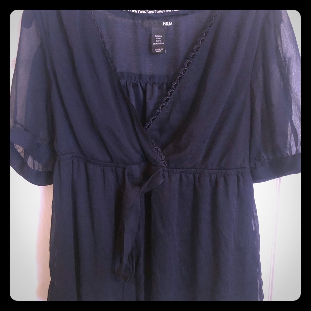 H&M navy blue lace top